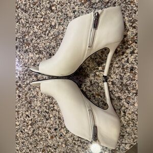 Vince Camuto Women's White Leather Peep-Toe Booties